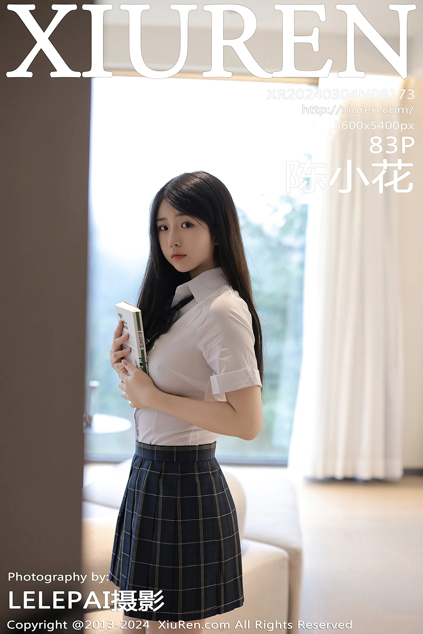 [XiuRen秀人网]No.8173_模特陈小花性感白衬衫配黑色格子短裙秀曼妙身姿迷人诱惑写真83P-秀人网 - XiuRen.Space